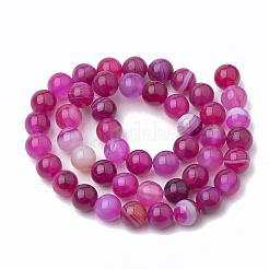 Dyed Natural Striped Agate/Banded Agate Round Bead Strands&nbsp;G-R342-4mm-04