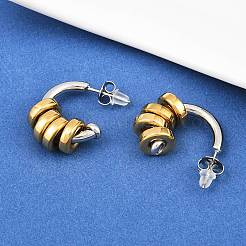 304 Stainless Steel Two Tone C-Shaped Stud Earrings&nbsp;EJEW-K268-78GP