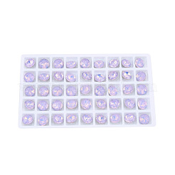 K9ガラスラインストーンカボション  尖ったバック＆バックメッキ  多面カット  フラットラウンド  スミレ  10x5.5mm&nbsp;MRMJ-N029-12-03