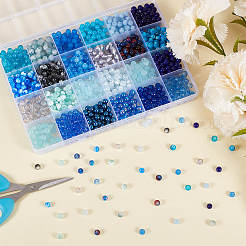 DIY 1200Pcs 24 Styles Crackle Glass & Acrylic Round Beads Findings Kits&nbsp;DIY-PA0001-34A