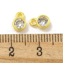 真鍮製マイクロパヴェキュービックジルコニアチャーム  長持ちメッキ  鉛フリー＆カドミウムフリー  フラットラウンド  ゴールドカラー  7x5x3mm  穴：1.2mm&nbsp;KK-L075-017G-02