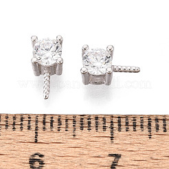 スターリングシルバーとクリアキュービックジルコニアのペグベイル925個  片穴パーツ用  銀  8x4x4.5mm  穴：1.8mm  ピン：1mm&nbsp;STER-T008-72S