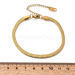 304ステンレススチール製スネークチェーンブレスレット（女性用）  ゴールドカラー  7.28インチ（18.5cm）&nbsp;BJEW-P395-02G-02