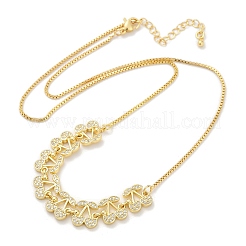 Brass Micro Pave Clear Cubic Zirconia Fruit Bib Necklaces&nbsp;NJEW-F342-01B-G