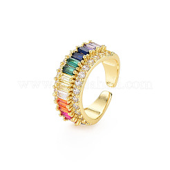 Brass Micro Pave Cubic Zirconia Cuff Rings for Women&nbsp;RJEW-T016-39G-01