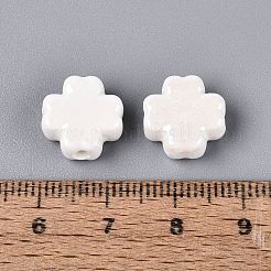 手作りの陶器ビーズ  光沢釉の磁器  クローバー  ミックスカラー  12~14x12~12.5x5.5~6mm  穴：1.8~2.2mm&nbsp;PORC-N012-09