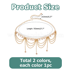 2Pcs 2 Colors Bohemian Alloy Multi-layered Chain Tassel Waist Belly Chains for Women&nbsp;AJEW-HS0001-52
