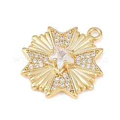 Brass Micro Pave Clear Cubic Zirconia Pendants&nbsp;KK-G545-03G