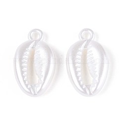 ABSプラスチックパール調ペンダント  シェル形状  乳白色  24x14x5mm  穴：2mm  約847個/500g&nbsp;KY-T041-11