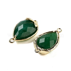 Dyed Natural Malaysia Jade Faceted Teardrop Connector Charms&nbsp;G-B081-03G-03