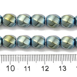 電気メッキ磁気無し合成ヘマタイトビーズ連売り  長持ちメッキ  ツイスト  メッキグリーン  8mm  穴：1.3mm  約49個/連  16.54''（42センチメートル）&nbsp;G-P518-05E-01