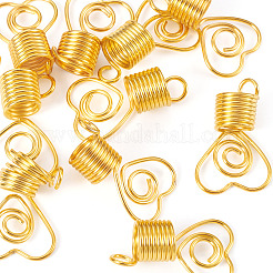 合金ドレッドヘアビーズ10個  編組髪のペンダントの装飾クリップ  ハート  29x17x10mm  穴：4.5mm  内径：8mm&nbsp;FIND-TA0008-53A