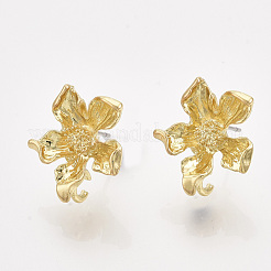 合金製スタッドピアスパーツ  スチールピンとループ付き  花  ライトゴールド  17.5x16mm  穴：2.5mm  ピン：0.7mm&nbsp;PALLOY-S121-134