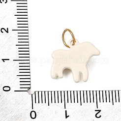 プリントされた304ステンレススチール製チャーム  羊チャーム  ゴールドカラー  カラフル  14x15x5mm  穴：4.5mm&nbsp;SA-CBA59B8-02C-G