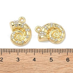 合金クリスタルラインストーンペンダント  海をテーマにしたチャーム  ゴールドカラー  シェル形状  19.5x15.5x4.5mm  穴：1.8mm&nbsp;FIND-G108-04G-G