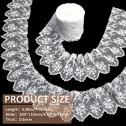 7.5 ヤード花柄人工繊維レース刺繍縫製トリミング  DIYアクセサリー  ホワイト  109~110x0.6mm&nbsp;DIY-FG0005-08B