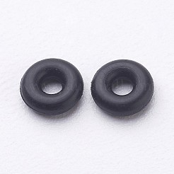ラバーOリング  ドーナツスペーサービーズ  ヨーロッパのクリップビーズに適合  ブラック  直径約6mm  厚さ1.9mm  2.2mm内径&nbsp;NFC002-1