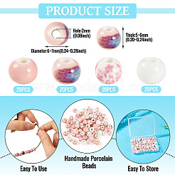 80Pcs 4 Colors Handmade Porcelain Beads&nbsp;PORC-TA0001-53B