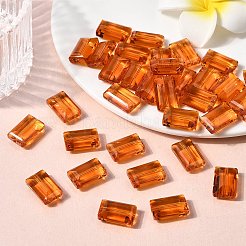 K9ガラス  模造オーストリアクリスタルビーズ  グレードAAA  多面カット  長方形  ダークオレンジ  10x15.5x7mm  穴：0.9~1mm&nbsp;SWAR-F081-10x16mm-12