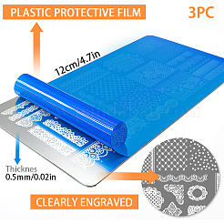 ステンレス鋼の DIY ネイルアート テンプレート  テンプレートツール  長方形  レース  12x6cm  3個/セット&nbsp;MRMJ-WH0092-234