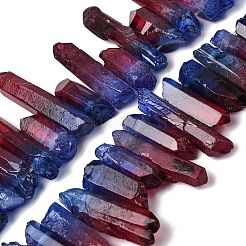 ツートンの天然水晶ビーズ連売り  染め  ファセット弾丸  トップ掘削  24~50x9.5x8mm  穴：1.7mm  約21個/連  7.28''~7.68''（18.5~19.5センチメートル）&nbsp;G-Z131-K01-02