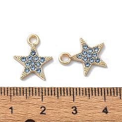 合金ラインストーンペンダント  スター  インディアンサファイア  15.5x12.5x2mm  穴：2mm&nbsp;RB-P037-01G-01