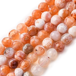 Faceted Natural Fire Crackle Agate Beads Strands&nbsp;G-F447-6mm-B03