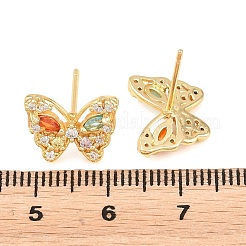 Brass Micro Pave Cubic Zirconia Stud Earrings for Women&nbsp;KK-A305-09G-03