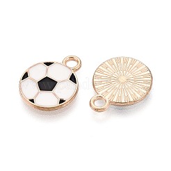 合金とエナメルのペンダント  サッカーのチャーム  ゴールドカラー  ホワイト  15x12x1mm  穴：1.8~2mm&nbsp;ENAM-T021-71G