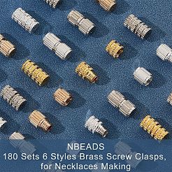 180セット6スタイル真鍮製ネジ留め金  ネックレス作り用  ミックスカラー  7~8x3.5~4mm  穴：0.7mm  約 30 セット/スタイル&nbsp;KK-NB0002-79