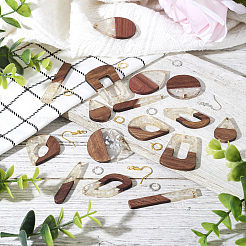 DIY Brass & Resin & Wood Pendant Dangle Earring Kits&nbsp;DIY-TA0010-66