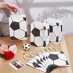 ハンドル付き長方形紙ギフトバッグ  誕生日用のスポーツボールプリントキャンディトート  結婚式  サッカー  20.5~21x15x8cm&nbsp;ABAG-WH20001-10A