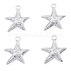 変色しない201ステンレススチールペンダント  ヒトデ  ステンレス鋼色  23x20x2.5mm  穴：2mm&nbsp;STAS-N098-230P