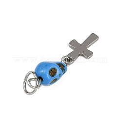 Halloween Dyed Synthetic Turquoise Skull Pendants&nbsp;PALLOY-JF04214-02