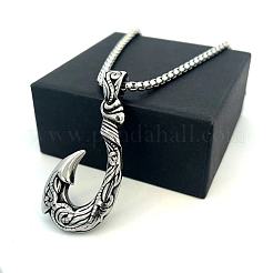 Vintage Style 304 Stainless Steel Fish Hook Pendant Necklaces for Men Women Jewelry&nbsp;NL8016