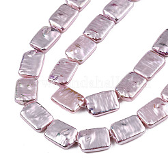 Abs プラスチック模造パール ビーズ 連売り  ABカラーメッキ  長方形  ロージーブラウン  26x15x4~4.5mm  穴：1mm  約26個/連  15.35インチ（39cm）&nbsp;KY-N015-07-A04