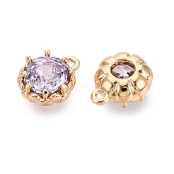 Brass Micro Pave Cubic Zirconia Charms&nbsp;KK-N288-18G-02