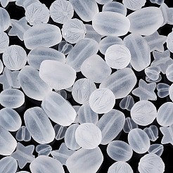 100Pcs 5 Style Transparent Frosted Acrylic Beads&nbsp;FACR-PJ0001-02