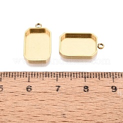 304ステンレススチールペンダントカボション部品  長方形  イオンプレーティング（ip）  18KGP本金メッキ  トレイ：13x9mm  16.5x10x2mm  穴：1.4~1.5mm&nbsp;STAS-Q113-19D-G