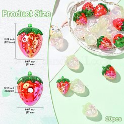 20色電気メッキ不透明アクリルパーツ2個  苺  ミックスカラー  22.5x17x17mm  穴：3.8mm  10個/カラー&nbsp;PACR-CJ0001-43