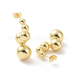Brass Round Beaded Twist Stud Earrings for Women&nbsp;EJEW-G332-05G