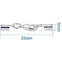 真鍮カニカン  コー​​ドが終了すると  銀  33x5mm  約20個/袋  梱包サイズ：74x105mm&nbsp;KK-PH0003-14S