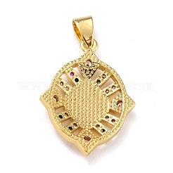 真鍮マイクロペーブカラフルな立方ジルコニアペンダント  葉  18KGP本金メッキ  26x19.5x4mm  穴：6x3.5mm&nbsp;ZIRC-A021-46G