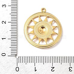 304ステンレスペンダント  太陽のチャーム入りフラットラウンド  ゴールドカラー  25x22x2mm  穴：1.4mm&nbsp;STAS-H482-01G