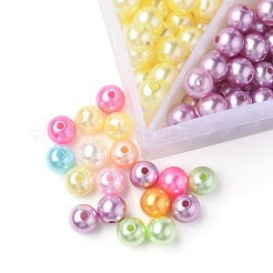 9 Style Spray Painted ABS Plastic Imitation Pearl Beads&nbsp;OACR-YW0001-42