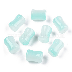透明なスプレー塗装ガラスビーズ  竹の棒  ターコイズ  12x8mm  穴：1.6mm&nbsp;GLAA-N035-035-C02