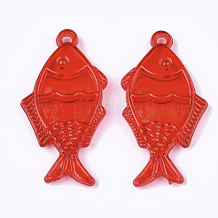 透明なアクリルパーツ  魚  ミックスカラー  45x23x5mm  穴：2mm&nbsp;X-TACR-S133-021