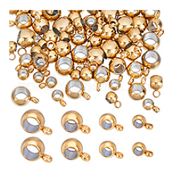 ステンレス鋼チューブベイル  ゴールドカラー  6~9.5x3~5x4~6.5mm  穴：1.5~2mm  内径：2.2~4mm  80個/セット&nbsp;STAS-PH0006-29