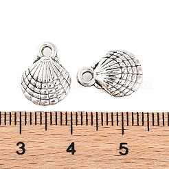 チベット風合金チャーム  カドミウムフリー＆鉛フリー  シェル  アンティークシルバー  13x10x3.5mm  穴：2mm&nbsp;X-TIBEP-R304-105AS-LF