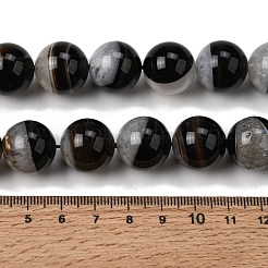 天然石瑪瑙ビーズ連売り  染め＆加熱  ラウンド  ブラック  15~16.5mm  穴：0.8mm  約25個/連  15.55''~15.75